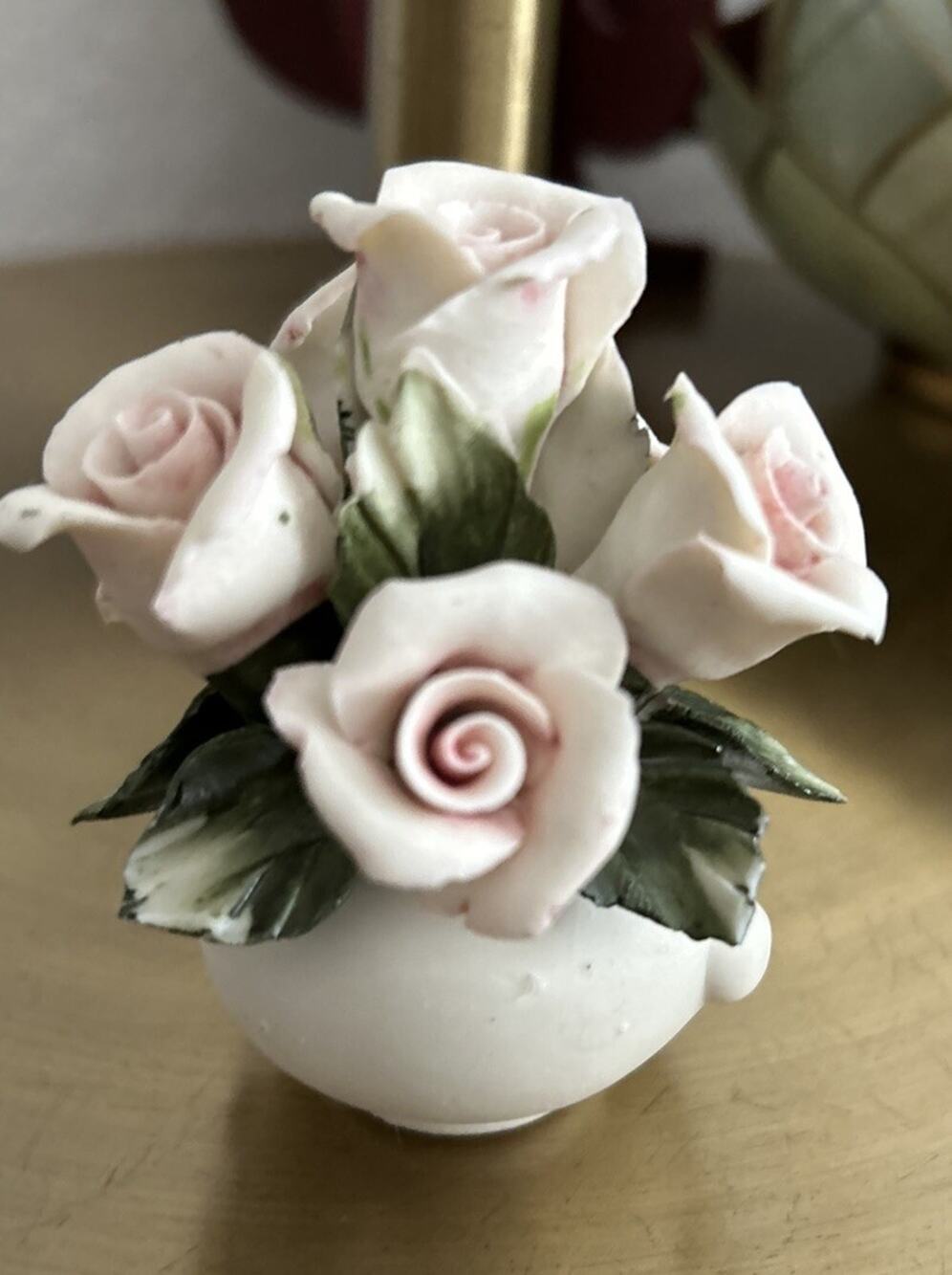 Vintage Capodimonte Miniature Basket of Roses Made In Italy